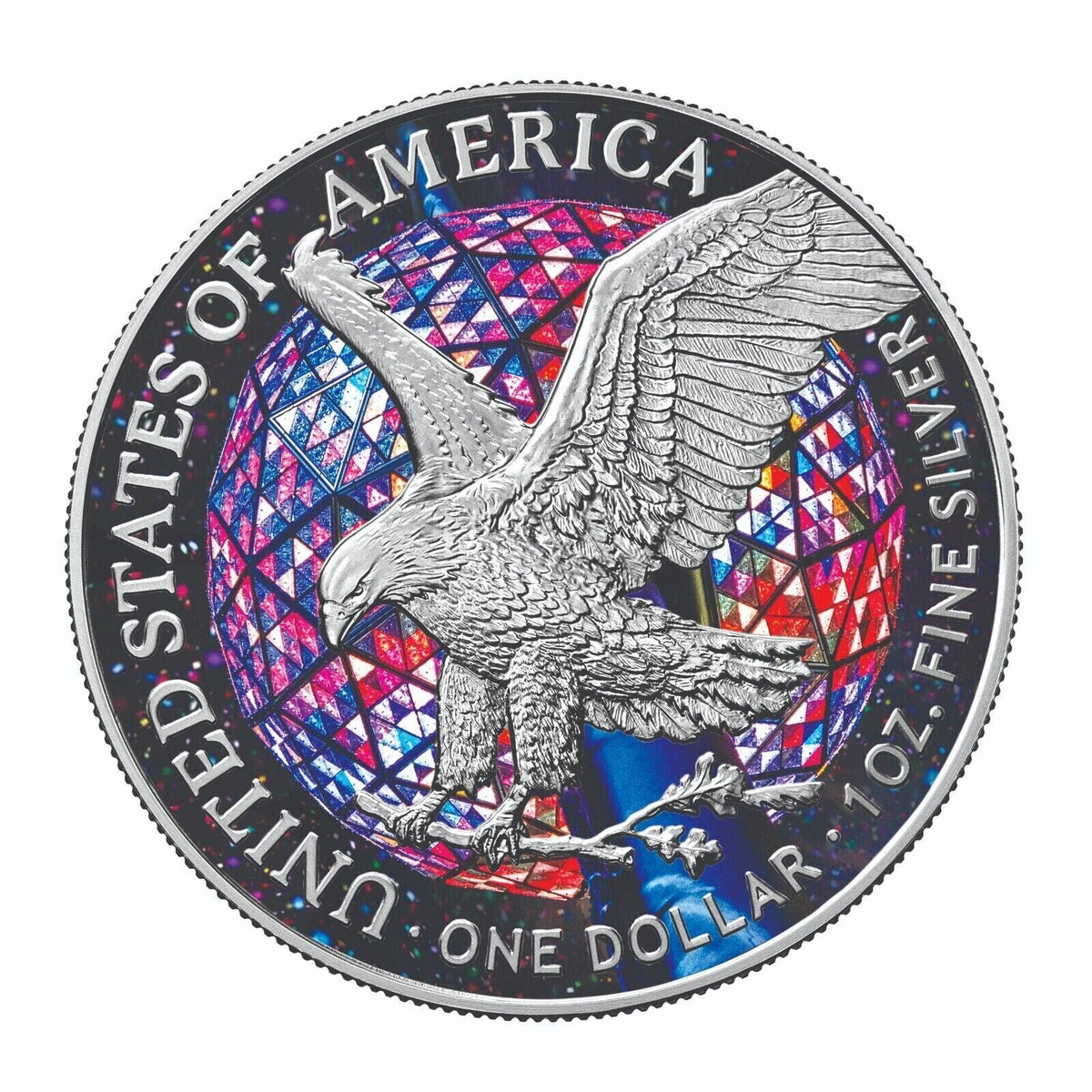 1 Oz Silver Coin 2023 American Eagle $1 New Years Eve Times Square in Capsule-classypw.com-6