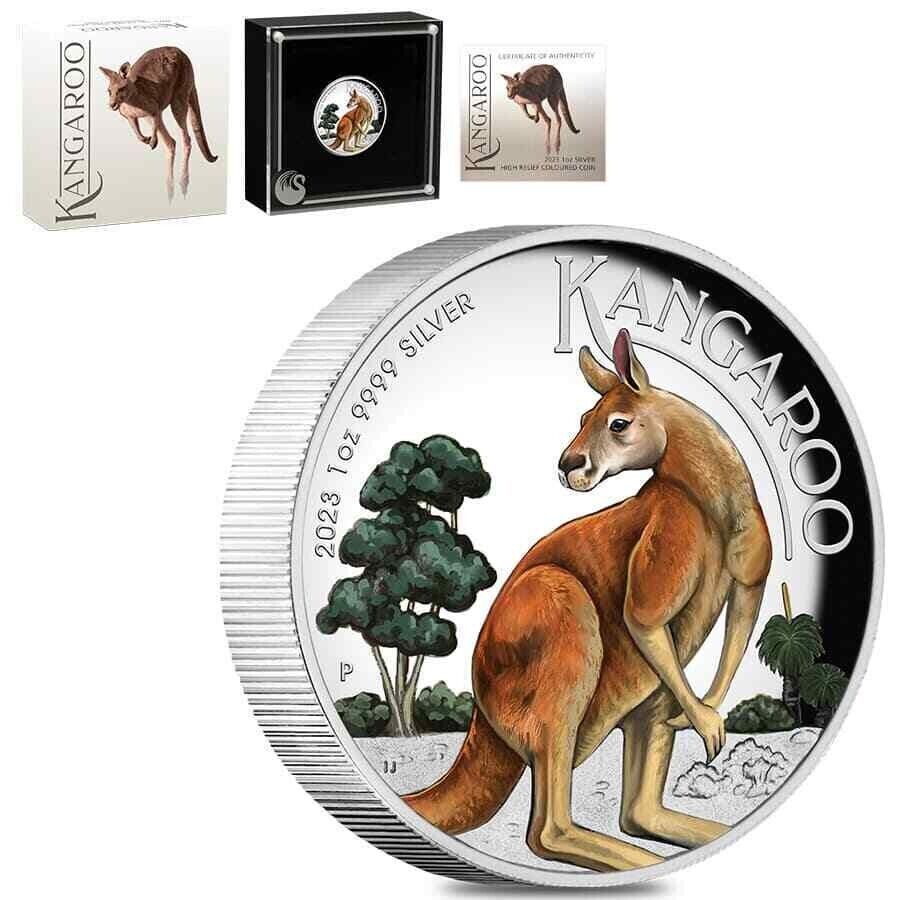 1 Oz Silver Coin 2023 Australia $1 Proof Color Australian Kangaroo High Relief-classypw.com-1