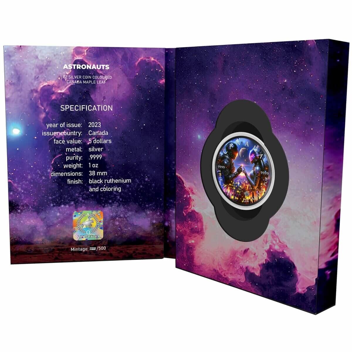 1 Oz Silver Coin 2023 Canada $5 Maple Leaf Astronauts Ennobled LE of 500