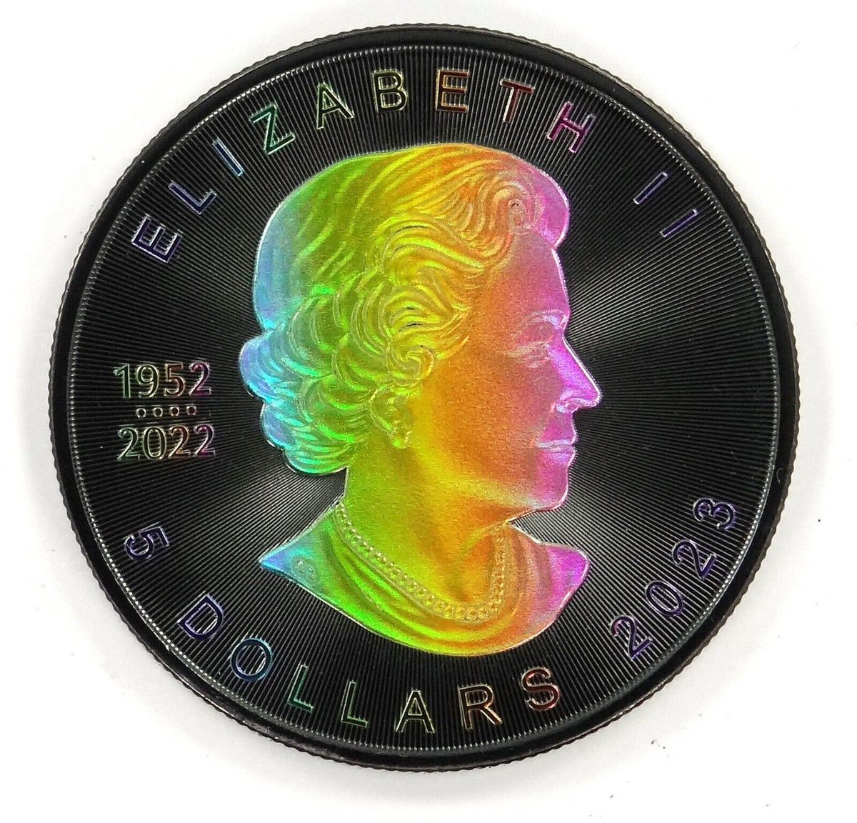 1 Oz Silver Coin 2023 Canada Maple $5 Rainbow Holo Limited Edition 100 pieces-classypw.com-1