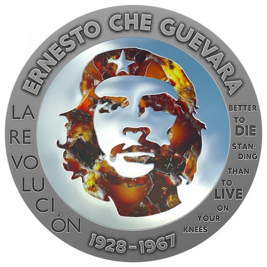 1 Oz Silver Coin 2023 Congo Ernesto Che Guevara Amber / Steel Handmade Insert-classypw.com-1