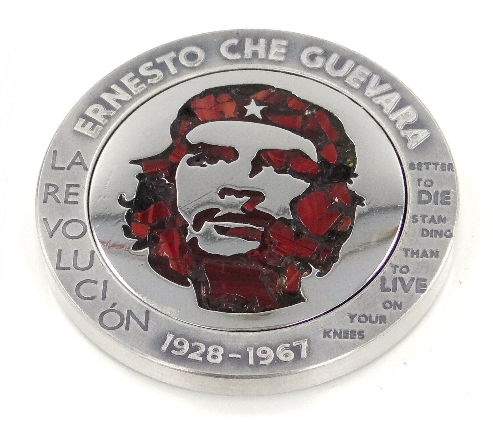 1 Oz Silver Coin 2023 Congo Ernesto Che Guevara Glass Mosaic / Steel Handmade V1-classypw.com-1