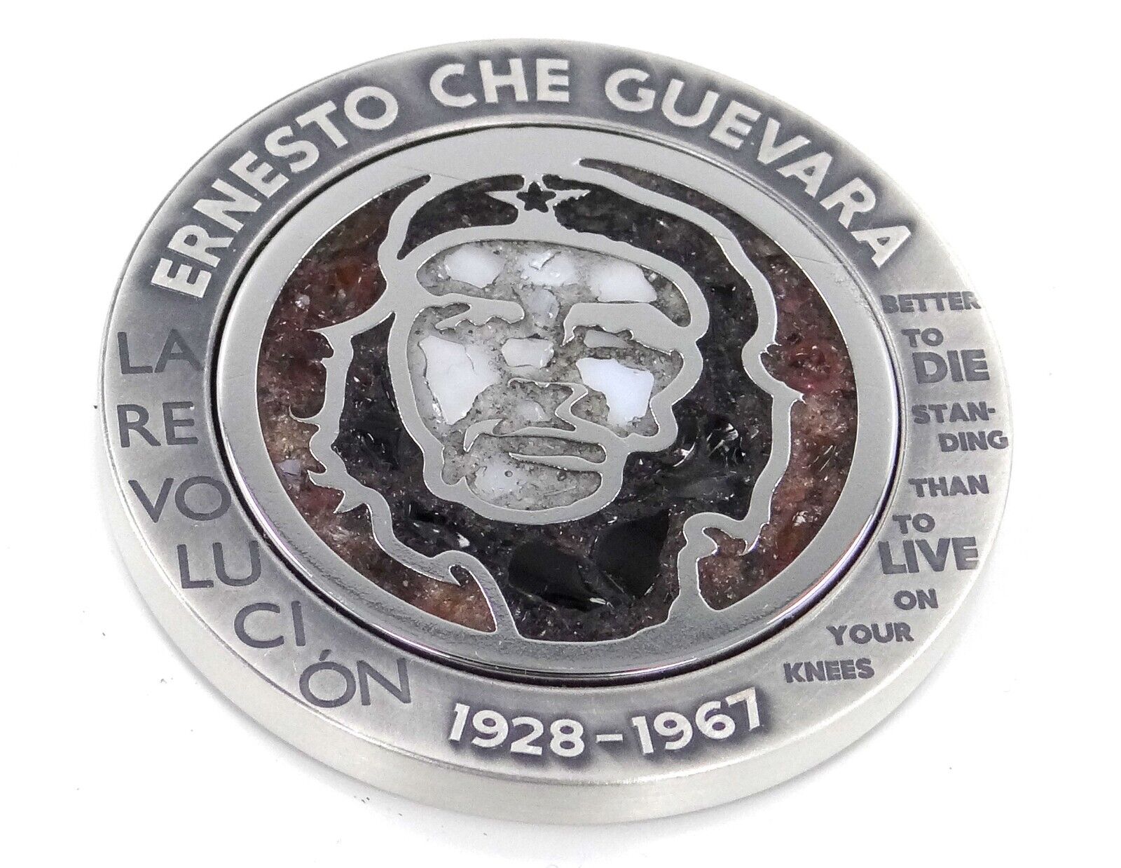 1 Oz Silver Coin 2023 Congo Ernesto Che Guevara Glass Mosaic / Steel Handmade V2-classypw.com-1