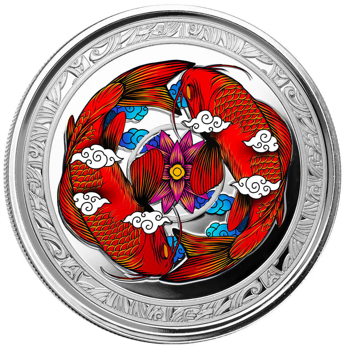 1 Oz Silver Coin 2023 Fiji $1 Scottsdale Mint Color Proof - Koi Fish-classypw.com-1