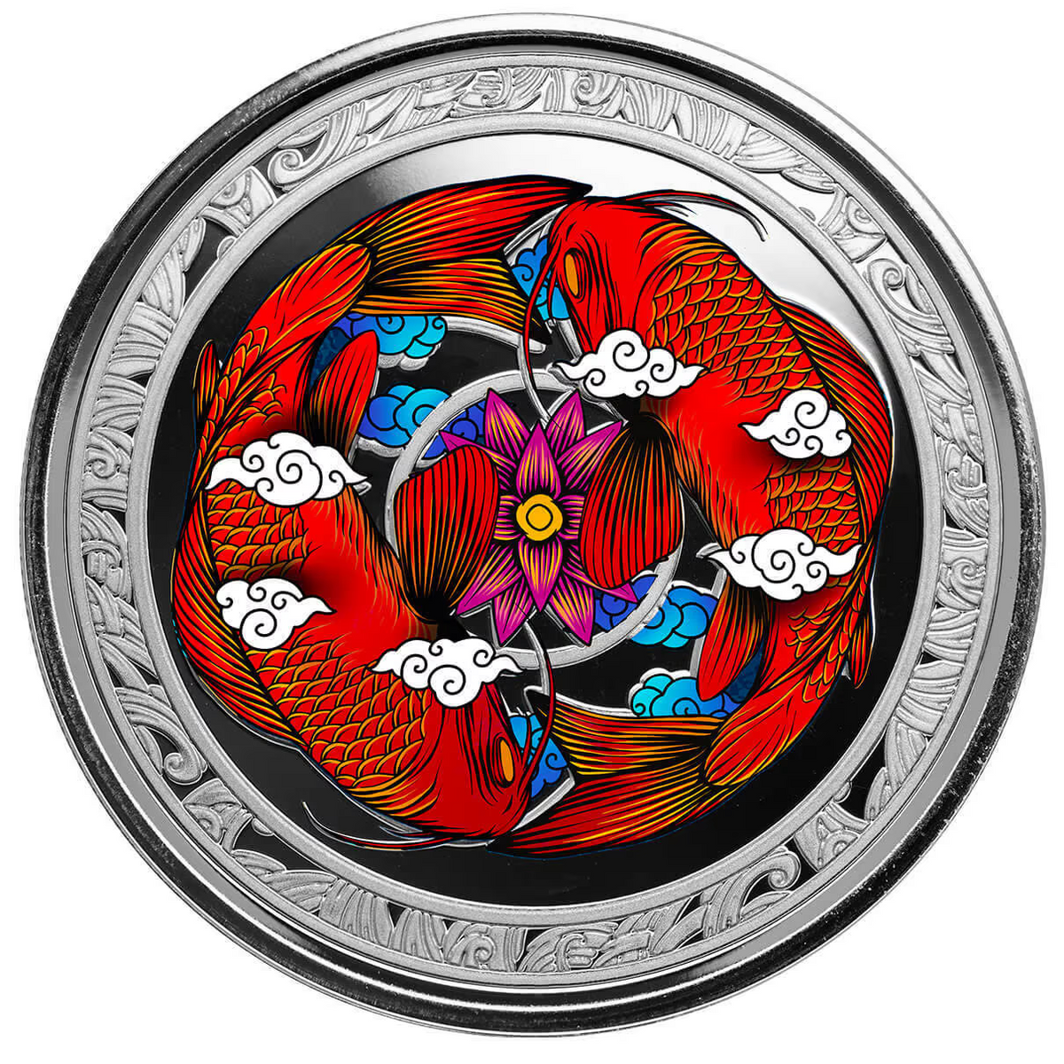 1 Oz Silver Coin 2023 Fiji $1 Scottsdale Mint Color Proof - Koi Fish-classypw.com-2