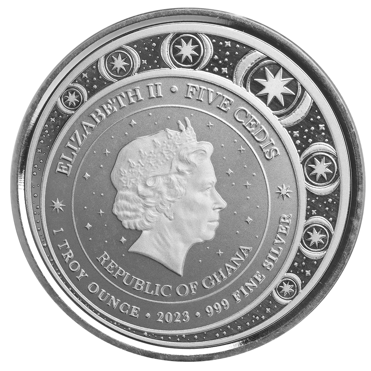 1 Oz Silver Coin 2023 Ghana 5 Cedis Unicorn Aurora Color - Purple #1998/2000-classypw.com-6