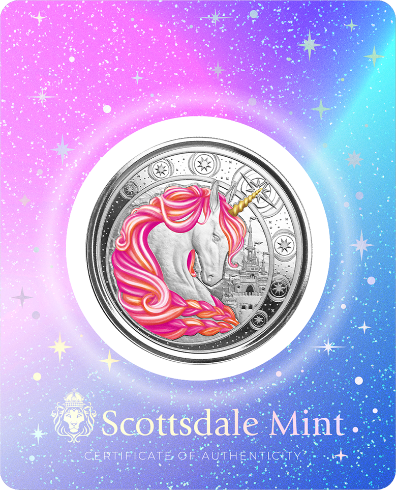 1 Oz Silver Coin 2023 Ghana 5 Cedis Unicorn Jubilee Color - Pink Certi-lock-classypw.com-1