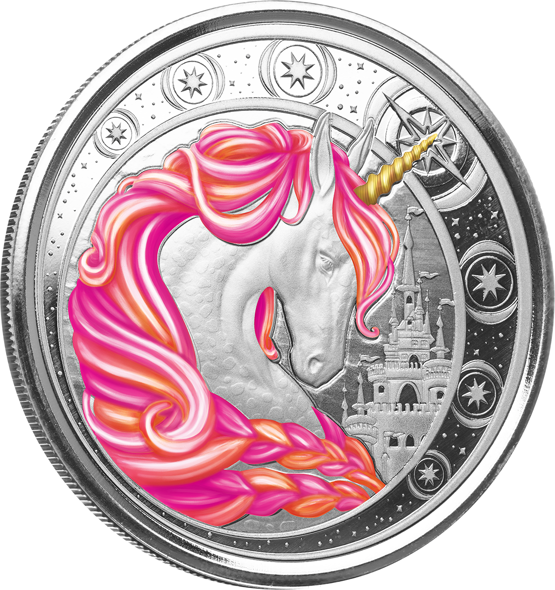 1 Oz Silver Coin 2023 Ghana 5 Cedis Unicorn Jubilee Color - Pink Certi-lock-classypw.com-1