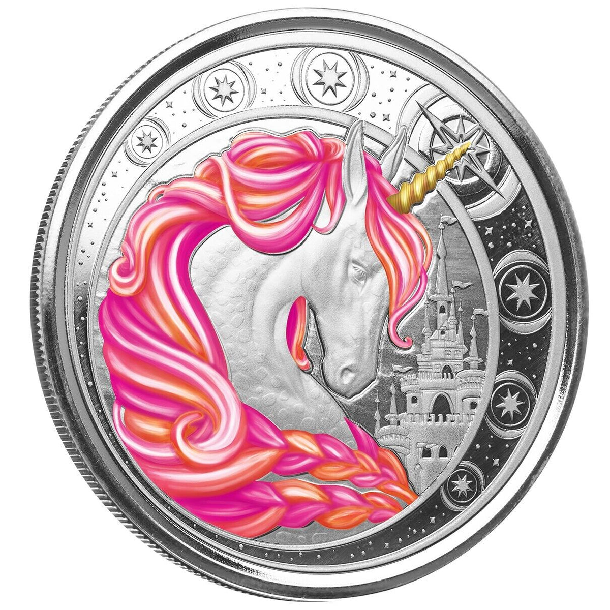 1 Oz Silver Coin 2023 Ghana 5 Cedis Unicorn Jubilee Color - Pink Certi-lock-classypw.com-3