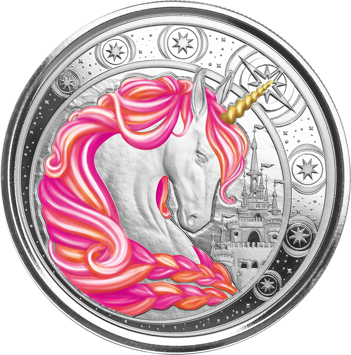 1 Oz Silver Coin 2023 Ghana 5 Cedis Unicorn Jubilee Color - Pink Certi-lock-classypw.com-4