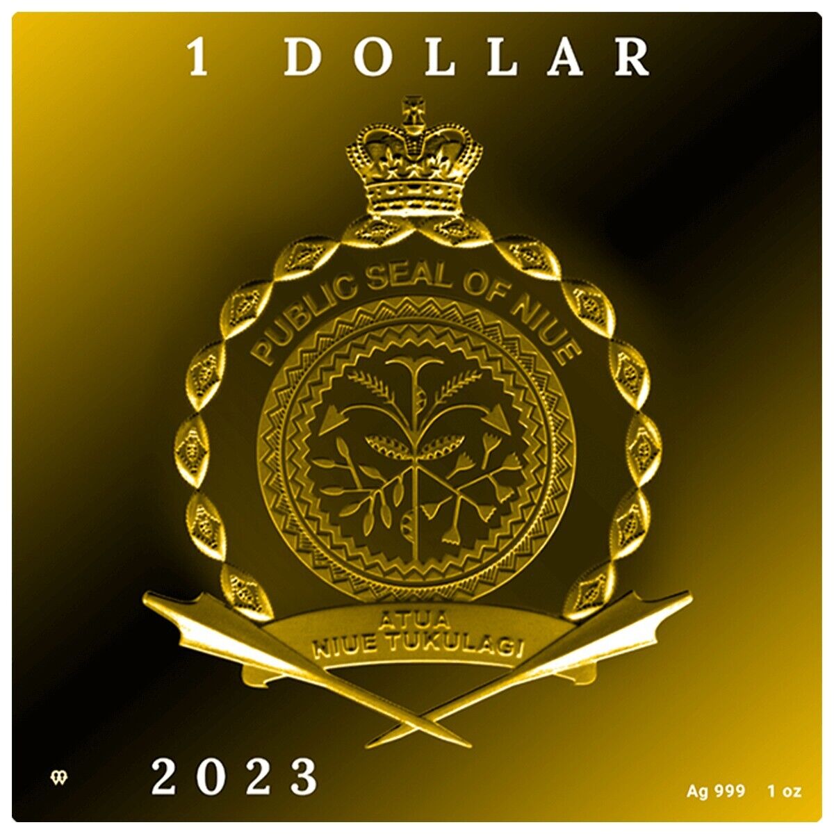 1 Oz Silver Coin 2023 Niue $1 Color Proof Vincent Van Gogh Valley with Ploughman-classypw.com-2
