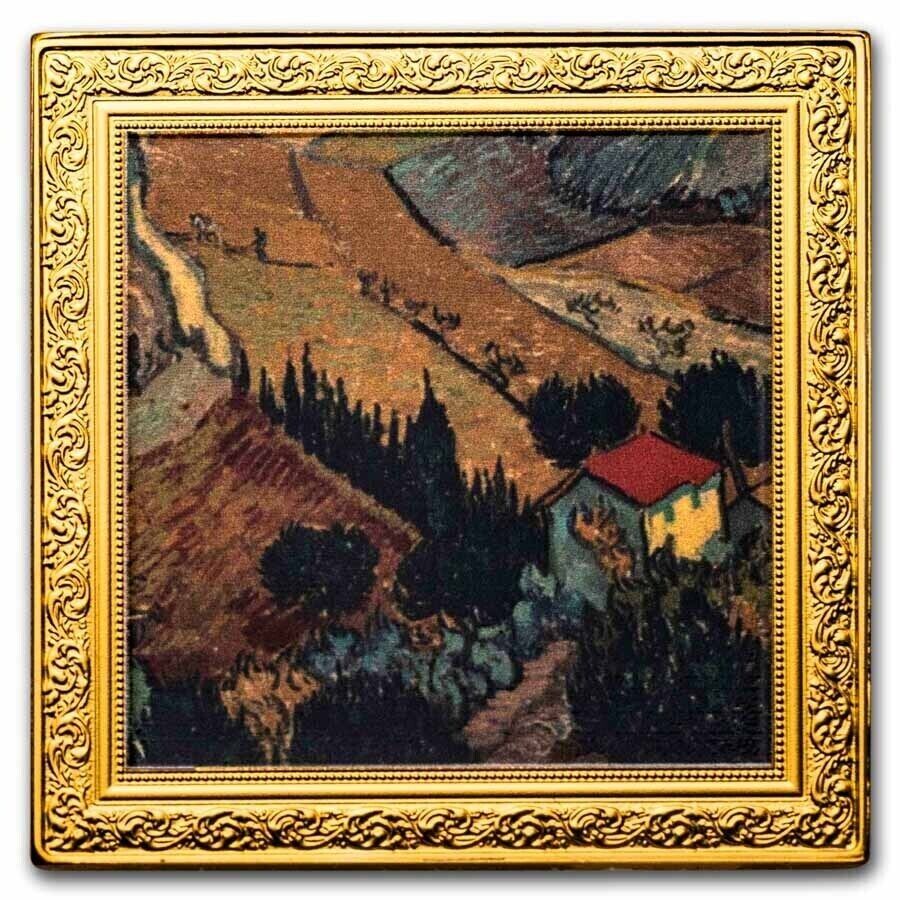 1 Oz Silver Coin 2023 Niue $1 Color Proof Vincent Van Gogh Valley with Ploughman-classypw.com-4