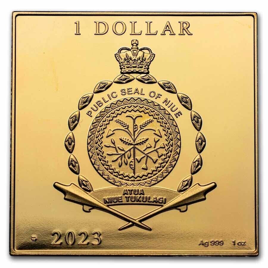 1 Oz Silver Coin 2023 Niue $1 Color Proof Vincent Van Gogh Valley with Ploughman-classypw.com-5