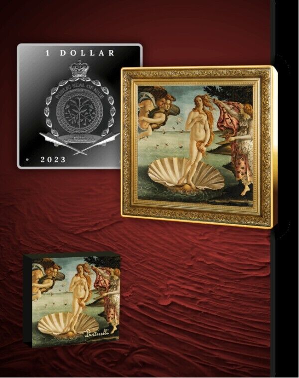 1 Oz Silver Coin 2023 Niue $1 Treasures of the World - The Birth of Venus 999pcs-classypw.com-4