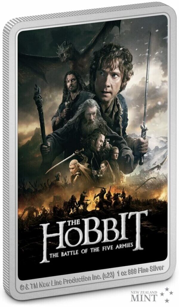 1 Oz Silver Coin 2023 Niue $2 The Hobbit Battle of the Five Armies Silver Poster