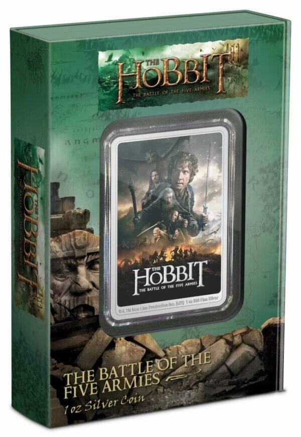 1 Oz Silver Coin 2023 Niue $2 The Hobbit Battle of the Five Armies Silver Poster