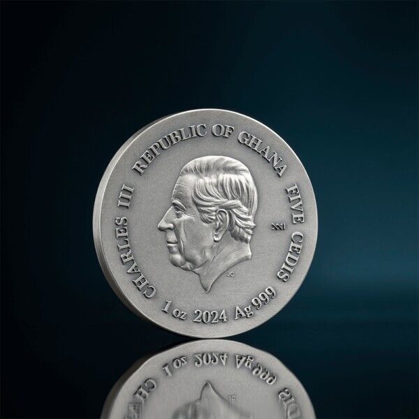 1 Oz Silver Coin 2024 Ghana 5 cedis Life Quotes Kraken High Relief Antiqued-classypw.com-4