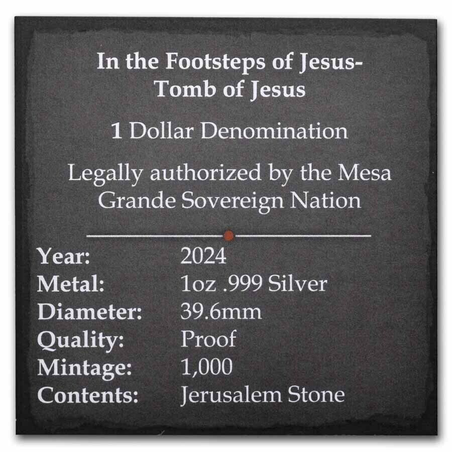 1 Oz Silver Coin 2024 Mesa Grande In the Footsteps of Jesus Tomb Jerusalem Stone-classypw.com-6