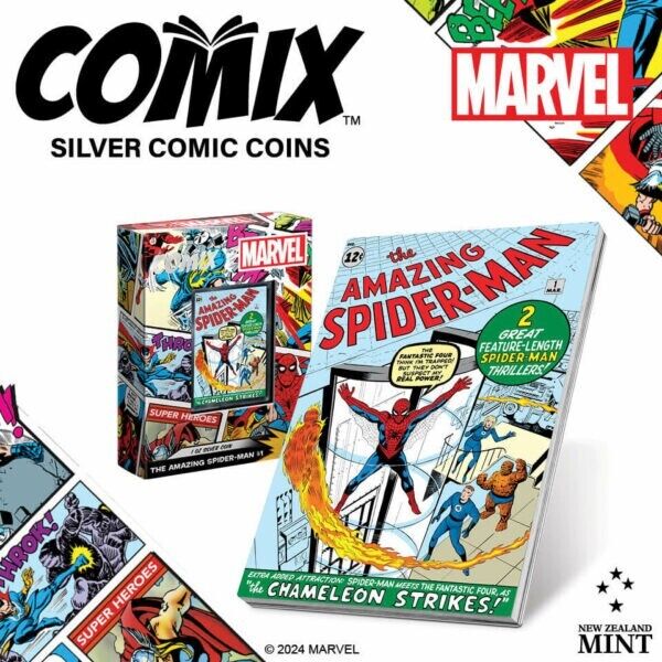 1 Oz Silver Coin 2024 Niue $2 Marvel Comics Comix Amazing Spider-Man #1 Proof