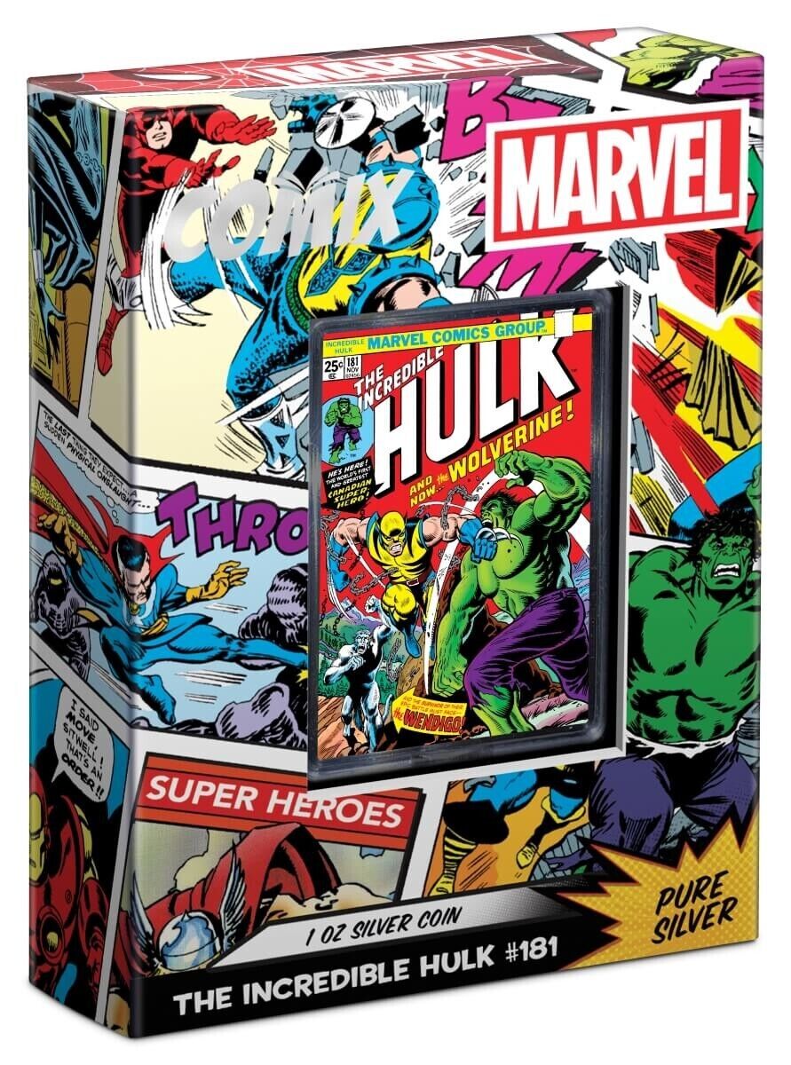 1 Oz Silver Coin 2024 Niue Marvel Comix The Incredible Hulk #181 Silver Proof