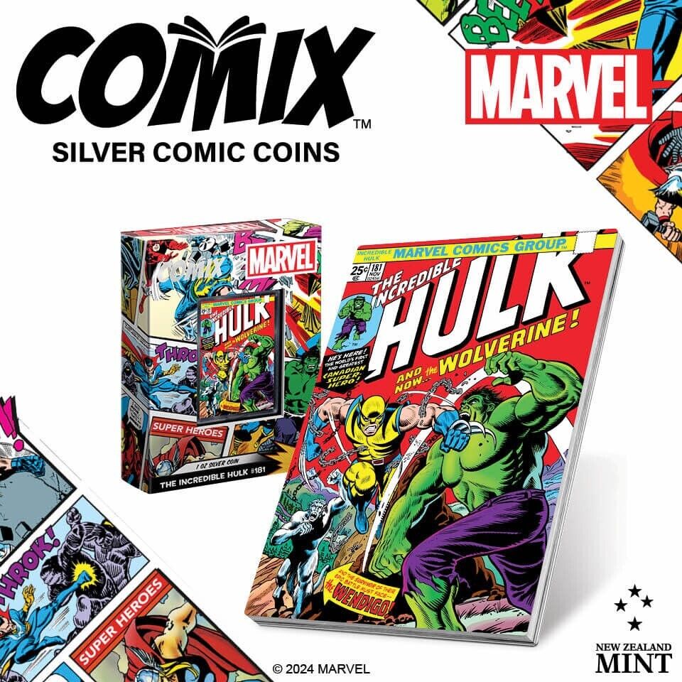 1 Oz Silver Coin 2024 Niue Marvel Comix The Incredible Hulk #181 Silver Proof