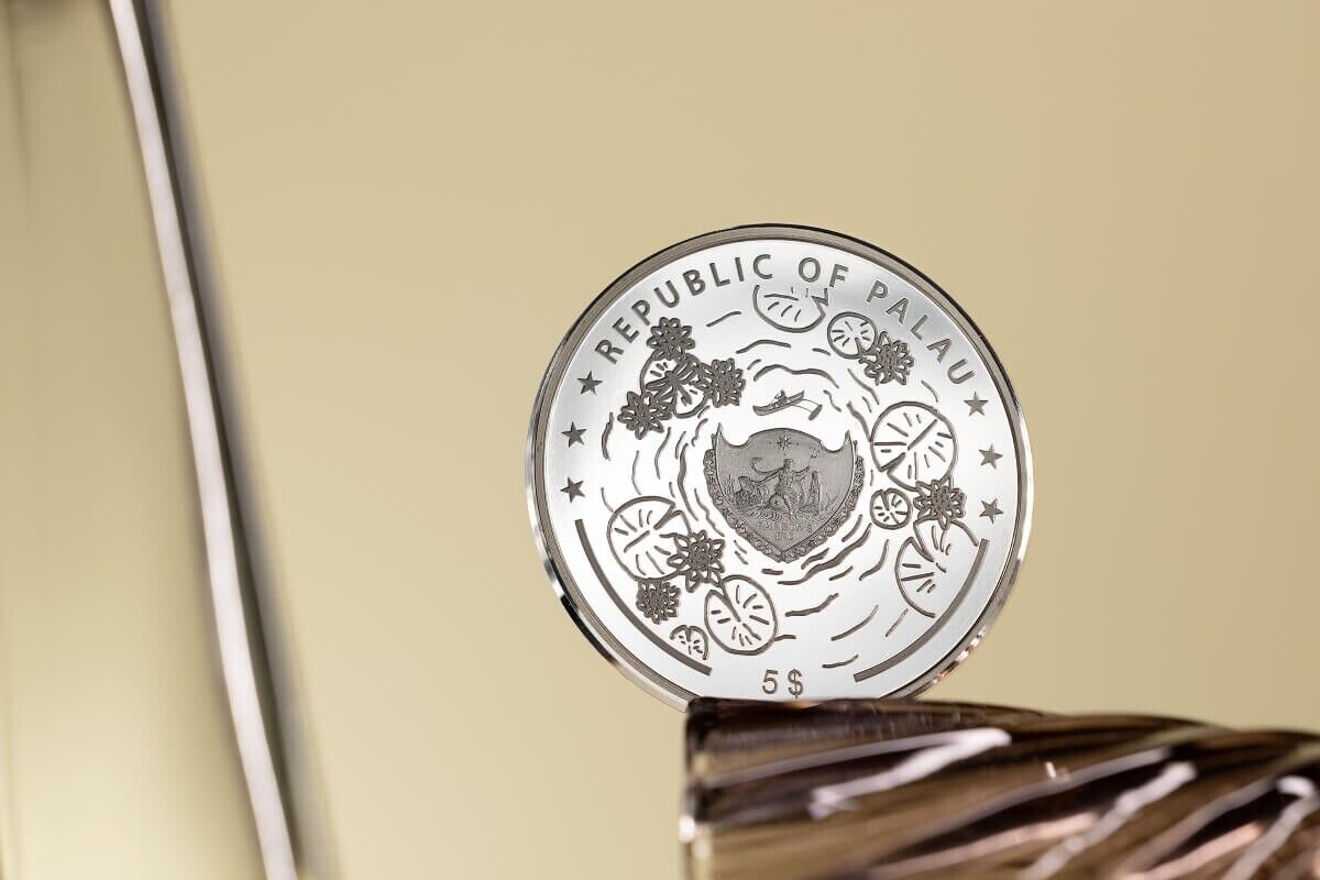 1 Oz Silver Coin 2024 Palau $5 Color Proof Lily Pad Dragonfly Ultra High Relief-classypw.com-4