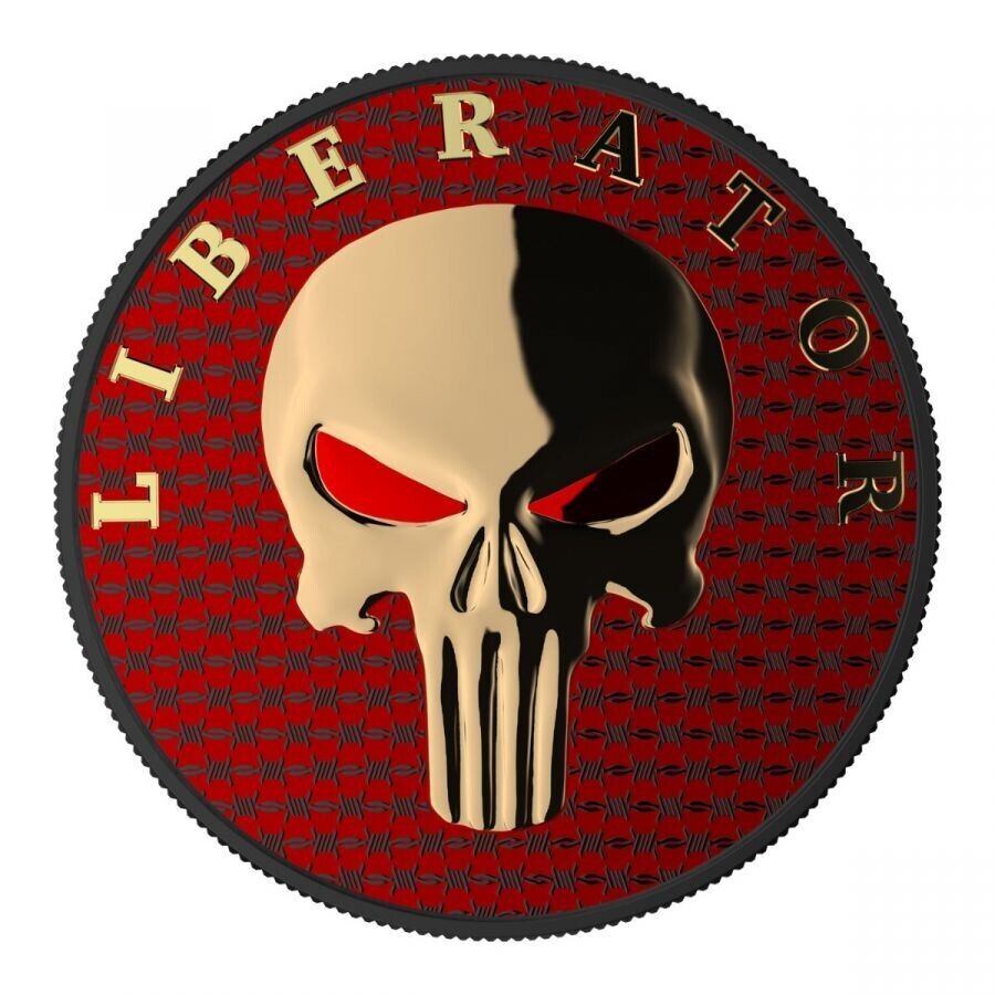 1 Oz Silver Coin Dark Side 2021 One Soul THE LIBERATOR Skull Gold Red Black-classypw.com-1