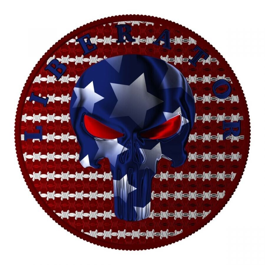 1 Oz Silver Coin Dark Side 2021 One Soul THE LIBERATOR Skull USA Flag-classypw.com-1