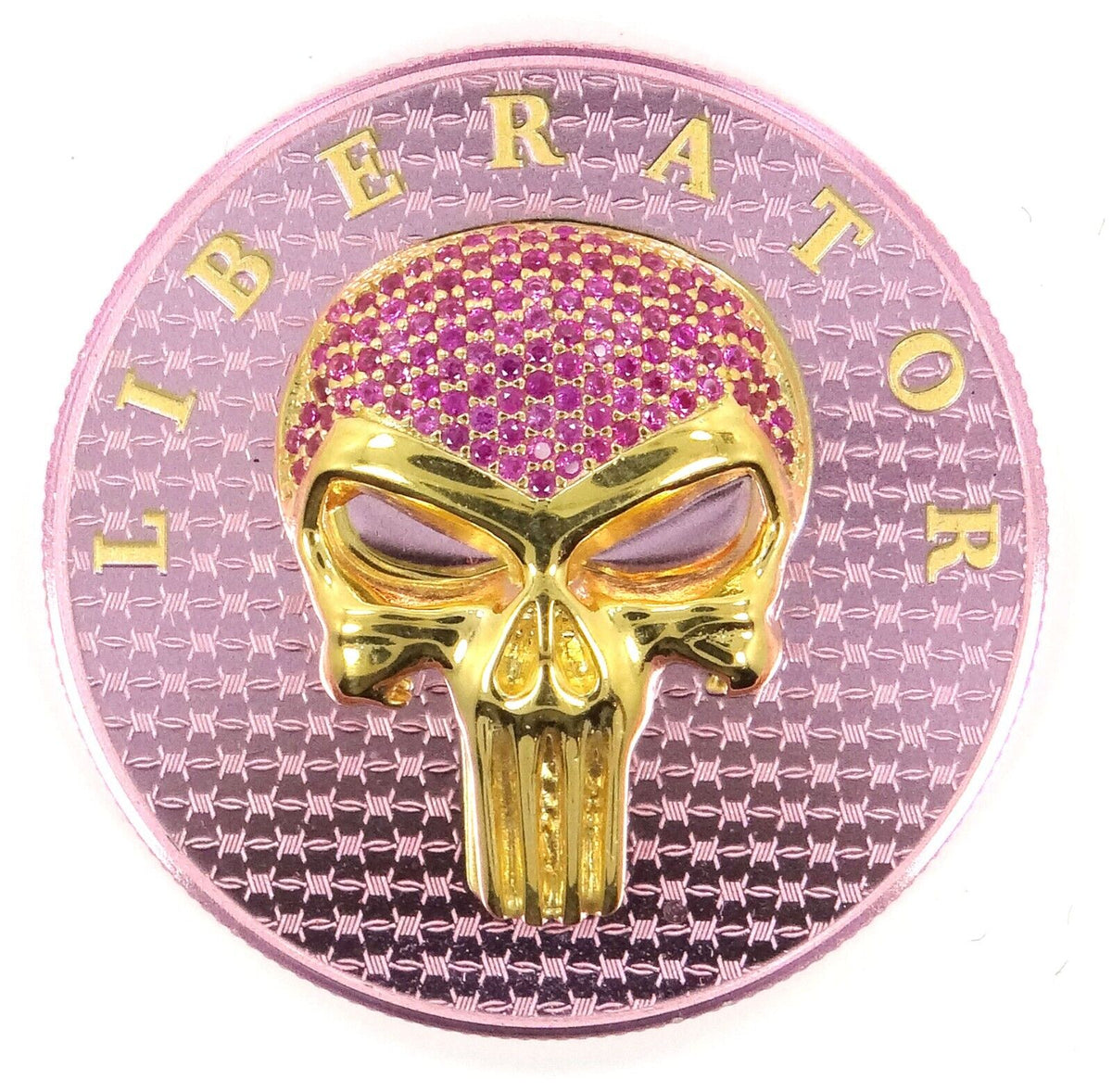 1 Oz Silver Coin Dark Side 2021 THE LIBERATOR Skull Gold / Pink Swarovski-classypw.com-1