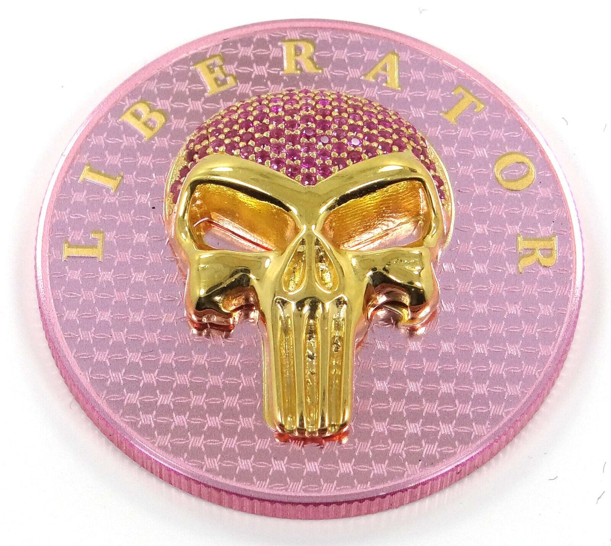 1 Oz Silver Coin Dark Side 2021 THE LIBERATOR Skull Gold / Pink Swarovski-classypw.com-2