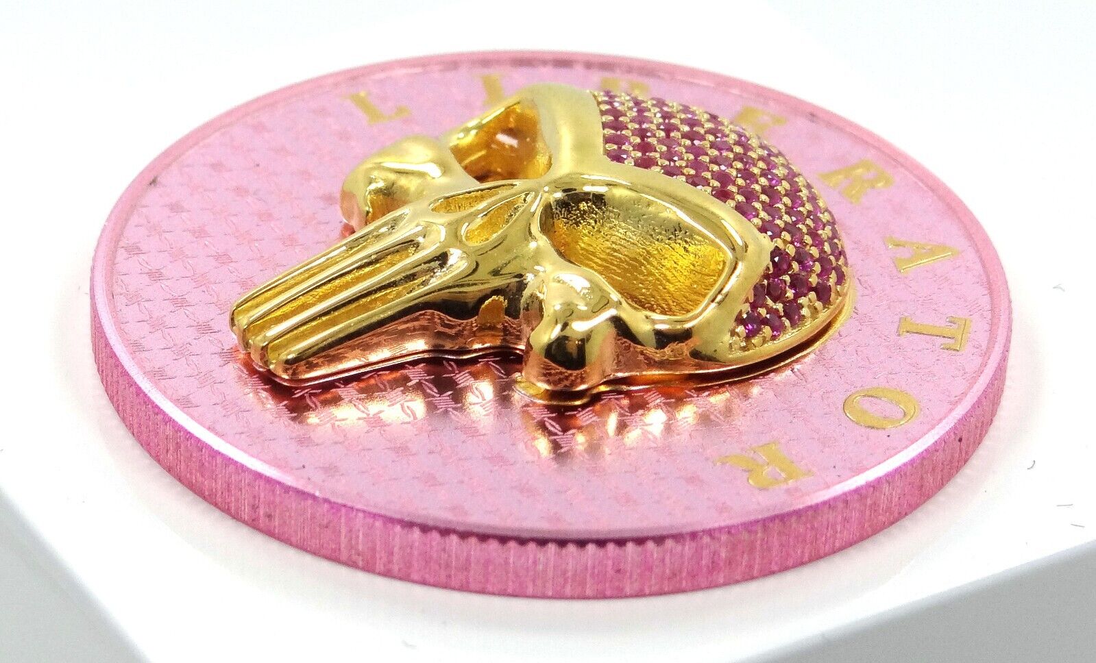 1 Oz Silver Coin Dark Side 2021 THE LIBERATOR Skull Gold / Pink Swarovski-classypw.com-3