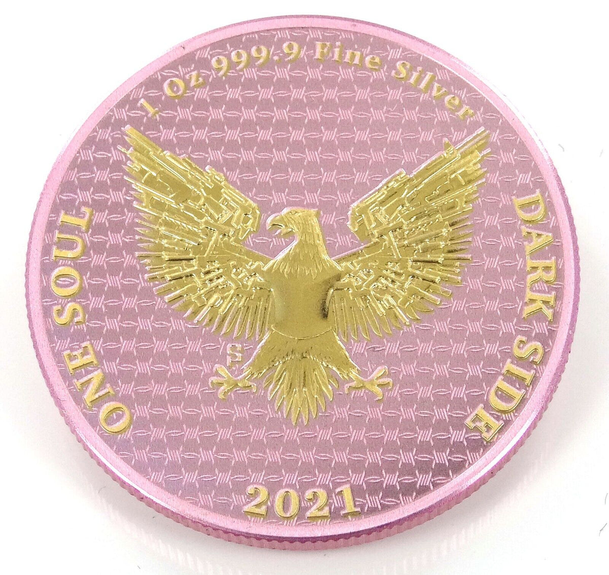 1 Oz Silver Coin Dark Side 2021 THE LIBERATOR Skull Gold / Pink Swarovski-classypw.com-4