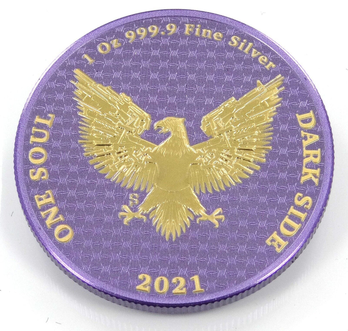 1 Oz Silver Coin Dark Side 2021 THE LIBERATOR Skull Gold / Violet Swarovski-classypw.com-4