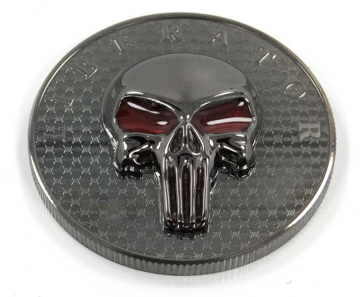 1 Oz Silver Coin Dark Side 2021 THE LIBERATOR Skull Proof Ruthenium Enamel Eyes-classypw.com-2