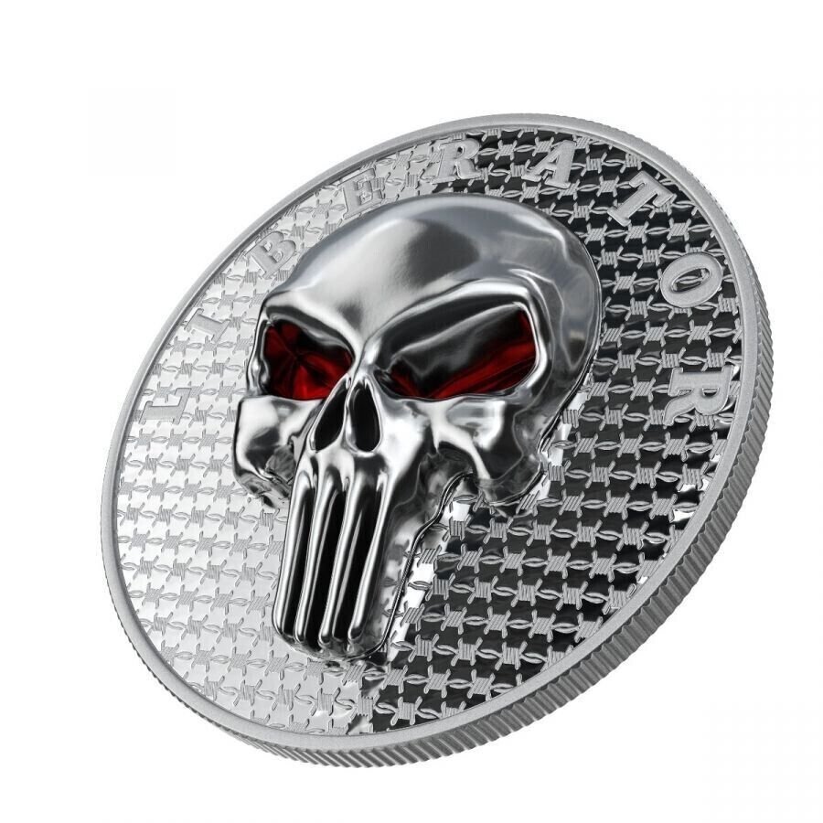 1 Oz Silver Coin Dark Side 2021 THE LIBERATOR Skull Proof Silver / Enamel Eyes-classypw.com-1