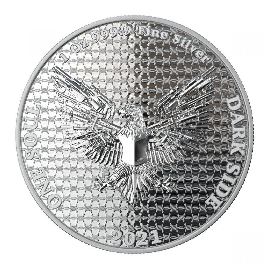 1 Oz Silver Coin Dark Side 2021 THE LIBERATOR Skull Proof Silver / Enamel Eyes-classypw.com-3