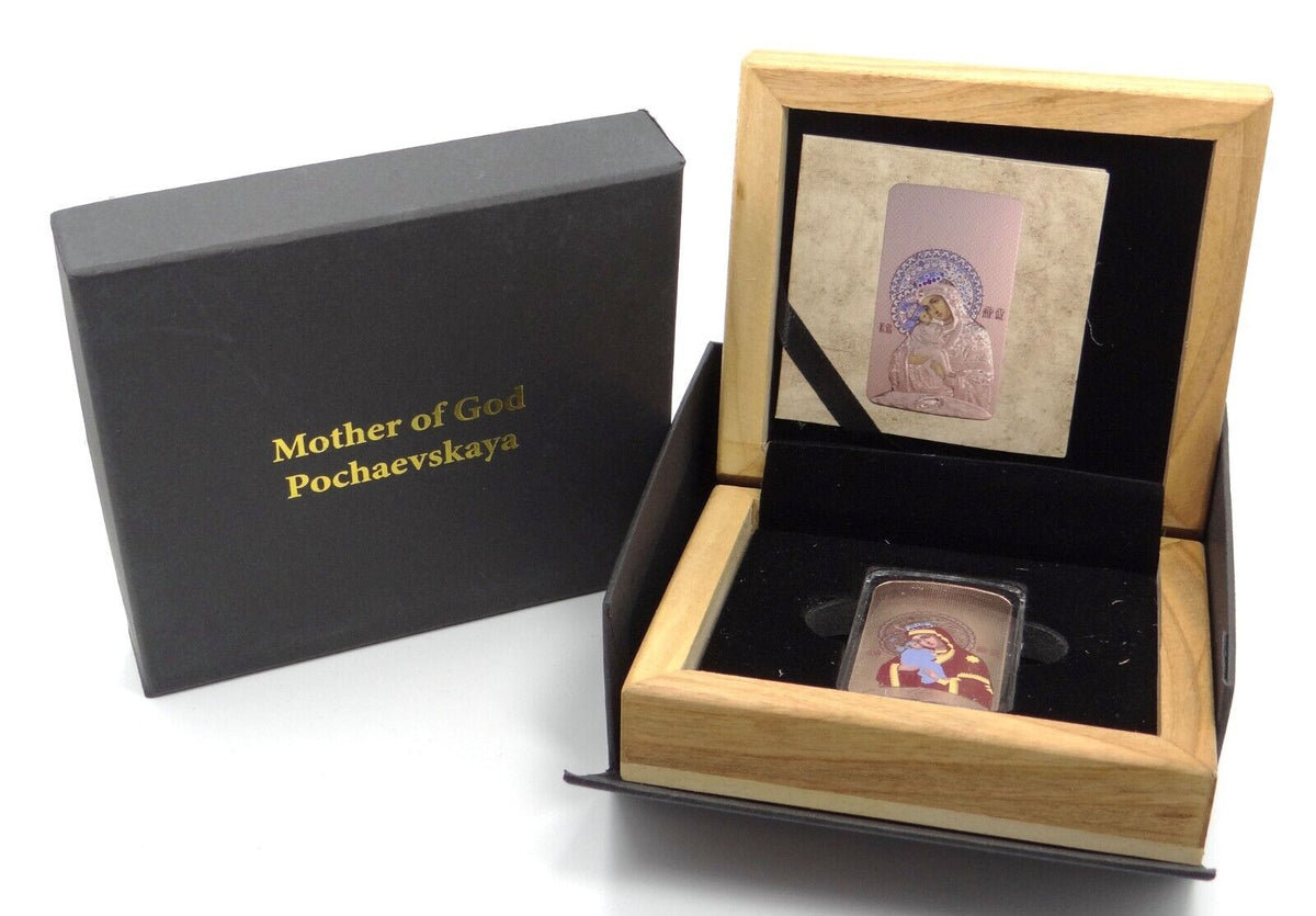 1 Oz Silver Coin Orthodox Icon of the Mother of God Pochaevskaya - Rose Gold