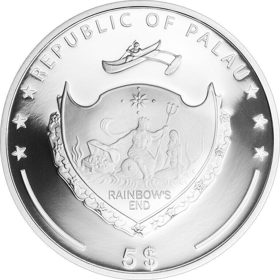 1 oz Silver Coin 2012 $5 Palau Marine Life Protection Rainbow of the Sea Pearl-classypw.com-1