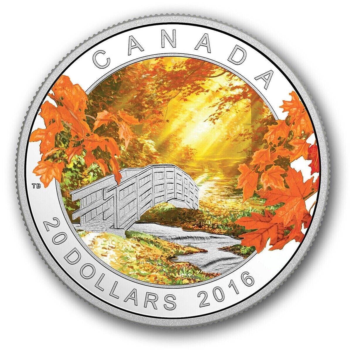 1 oz Silver Coin 2014 Canada $20 Color Proof RCM - Autumn Tranquillity-classypw.com-1