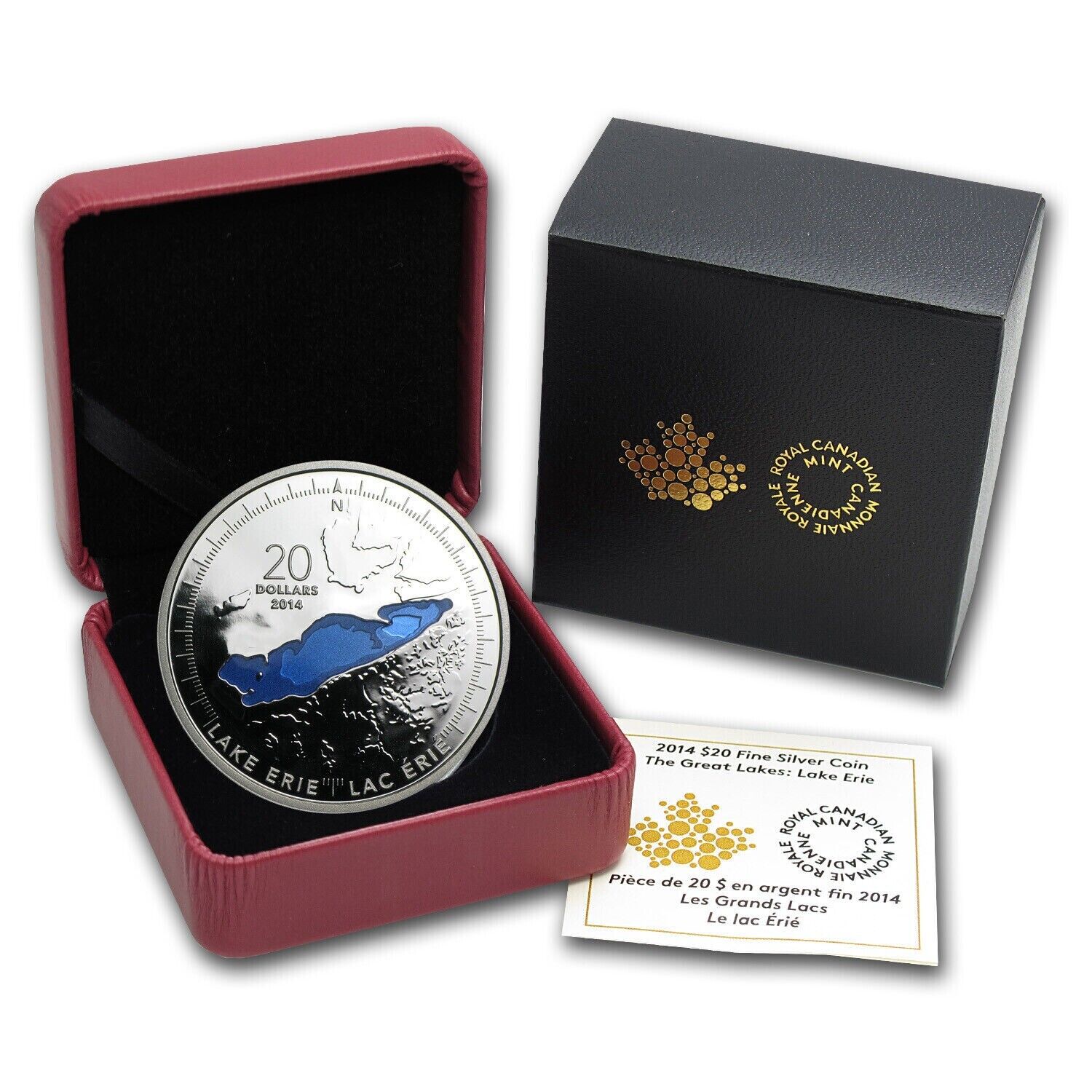 1 oz Silver Coin 2014 Canada $20 Color Proof RCM The Great Lakes: Lake Erie-classypw.com-3