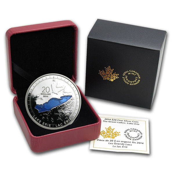 1 oz Silver Coin 2014 Canada $20 Color Proof RCM The Great Lakes: Lake ...