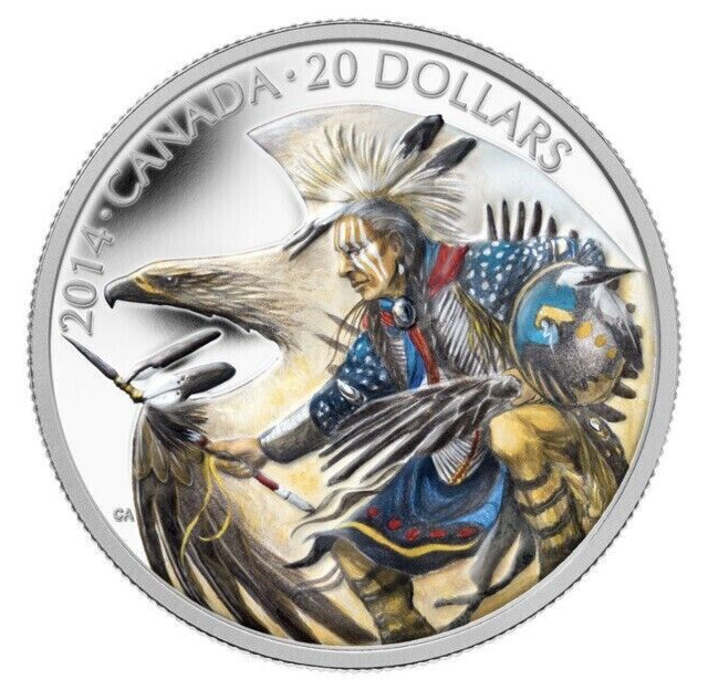 1 oz Silver Coin 2014 Canada $20 Legend of Nanaboozhoo and Thunderbird Colored