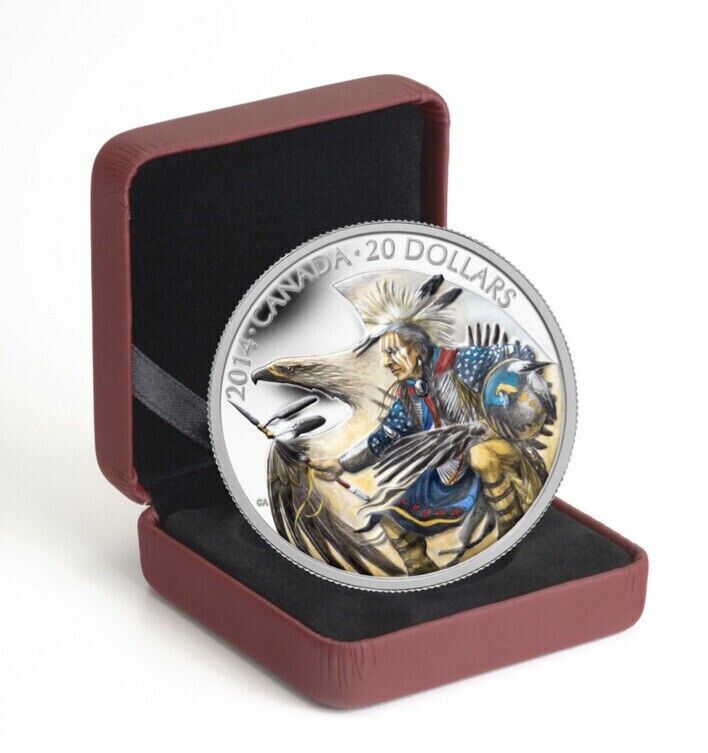 1 oz Silver Coin 2014 Canada $20 Legend of Nanaboozhoo and Thunderbird Colored