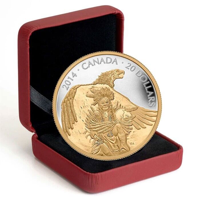 1 oz Silver Coin 2014 Canada $20 Legend of Nanaboozhoo and Thunderbird Gilded-classypw.com-3