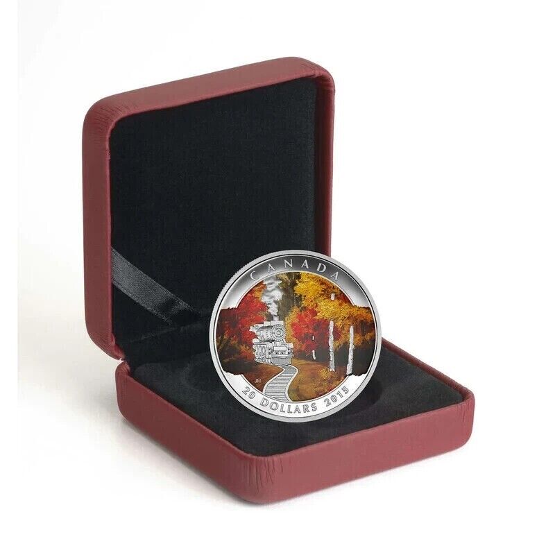 1 oz Silver Coin 2015 Canada $20 Color Proof RCM - Autumn Express Train-classypw.com-3