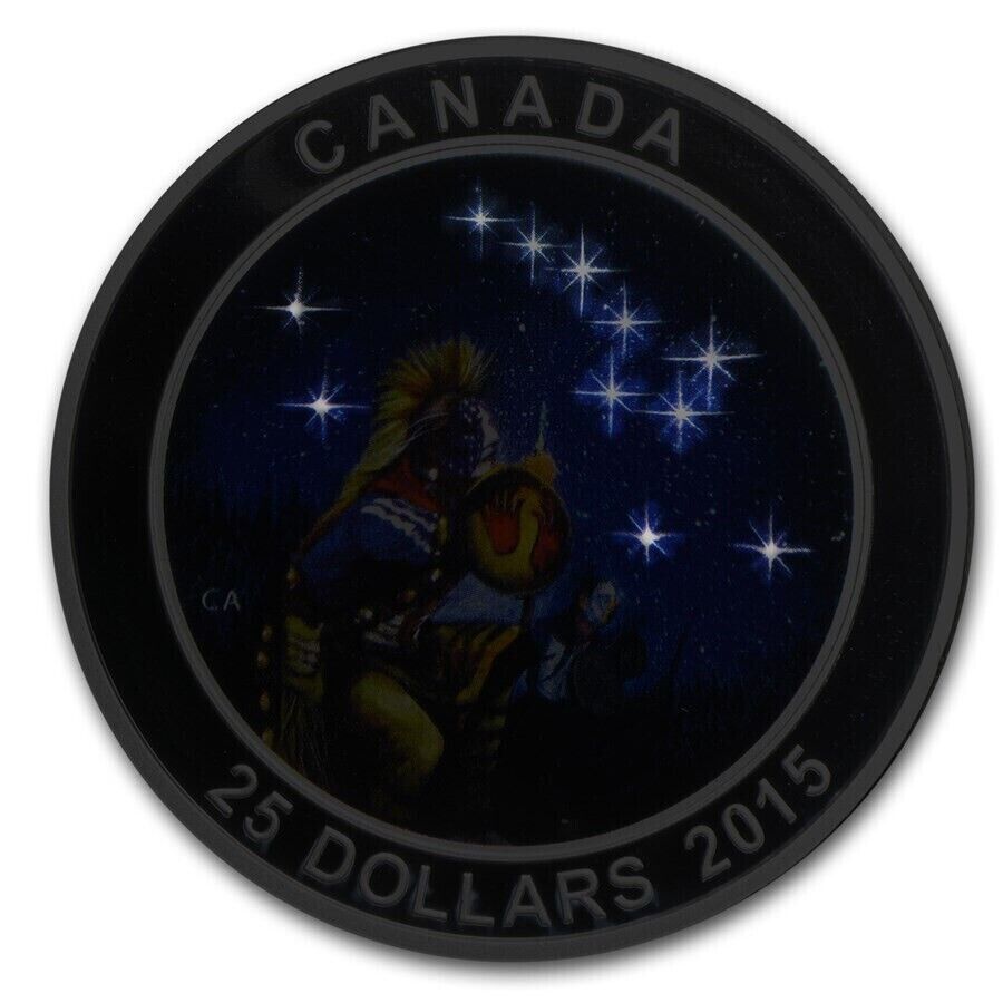 1 oz Silver Coin 2015 Canada $25 Star Charts - The Quest Glow in the Dark-classypw.com-2