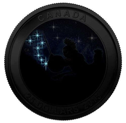 1 oz Silver Coin 2015 Canada $25 Star Charts - The Wounded Bear Glow in the Dark-classypw.com-2