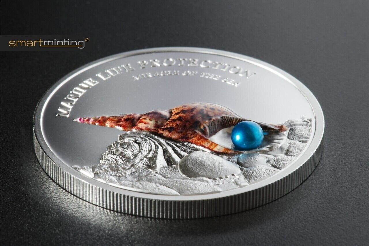 1 oz Silver Coin 2016 $5 Palau Marine Life Protection Miracle of the Sea Pearl