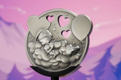 1 oz Silver Coin 2019 Cook Islands $5 Lullaby Little Princess Pink Music Box