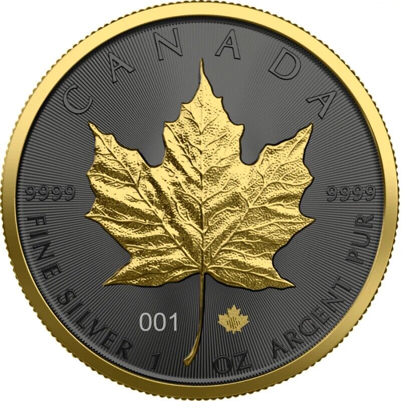 1 oz Silver Coin 2021 $5 Canada Maple Leaf Golden Ring #333 / 500